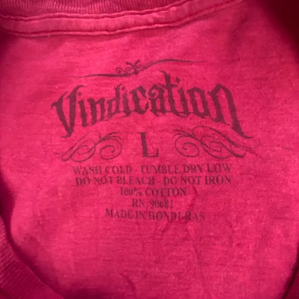 Vindication Mens Graphic T-Shirt Large L Red Gothic Cross Wing Short Sleeve Tee